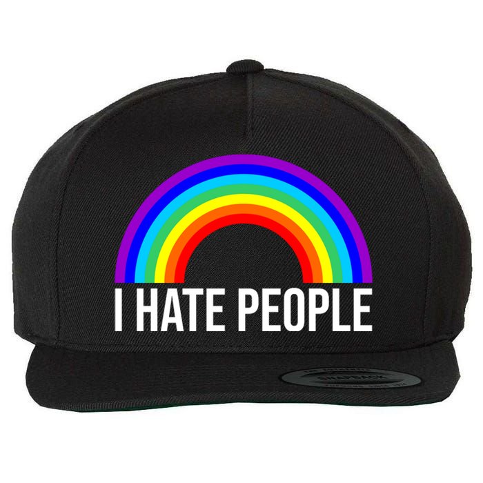 I Hate People Rainbow Funny Humor Anti Social Wool Snapback Cap