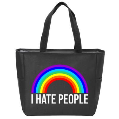 I Hate People Rainbow Funny Humor Anti Social Zip Tote Bag