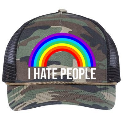 I Hate People Rainbow Funny Humor Anti Social Retro Rope Trucker Hat Cap