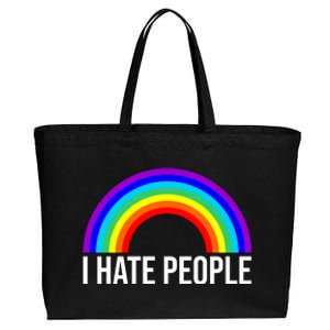 I Hate People Rainbow Funny Humor Anti Social Cotton Canvas Jumbo Tote