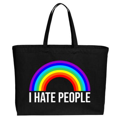 I Hate People Rainbow Funny Humor Anti Social Cotton Canvas Jumbo Tote