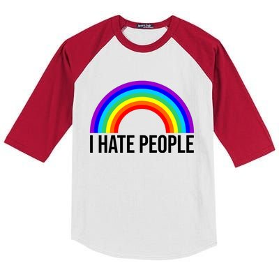 I Hate People Rainbow Funny Humor Anti Social Kids Colorblock Raglan Jersey