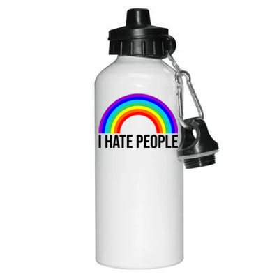 I Hate People Rainbow Funny Humor Anti Social Aluminum Water Bottle