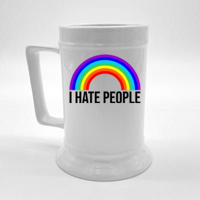 I Hate People Rainbow Funny Humor Anti Social Beer Stein