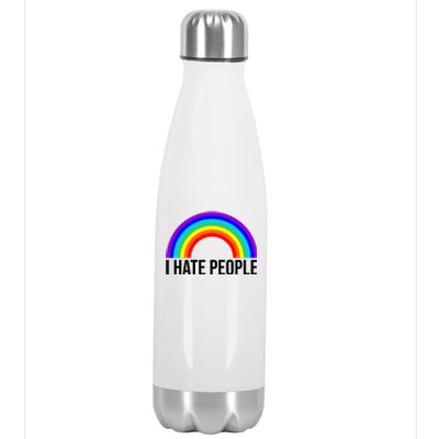 I Hate People Rainbow Funny Humor Anti Social Stainless Steel Insulated Water Bottle