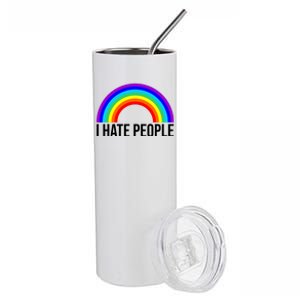 I Hate People Rainbow Funny Humor Anti Social Stainless Steel Tumbler