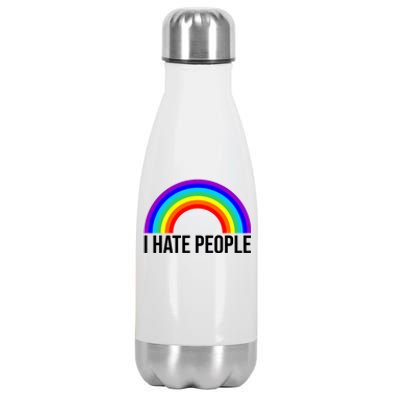 I Hate People Rainbow Funny Humor Anti Social Stainless Steel Insulated Water Bottle