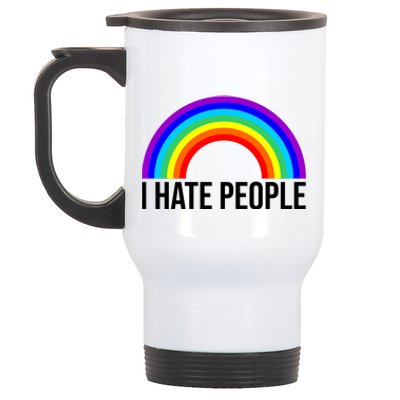 I Hate People Rainbow Funny Humor Anti Social Stainless Steel Travel Mug