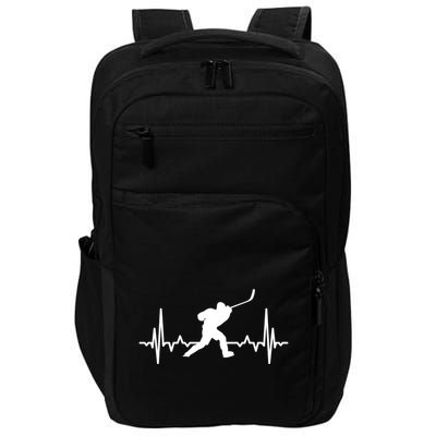 Ice Hockey Player Ecg Heartline Hockey Heartbeat Gift Impact Tech Backpack