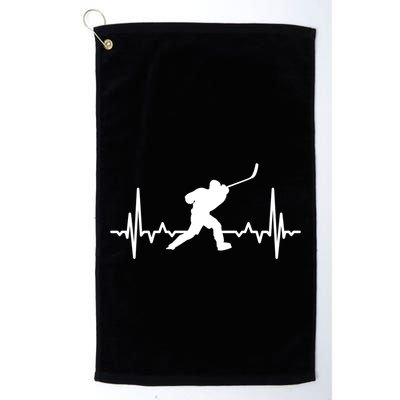 Ice Hockey Player Ecg Heartline Hockey Heartbeat Gift Golf Towel