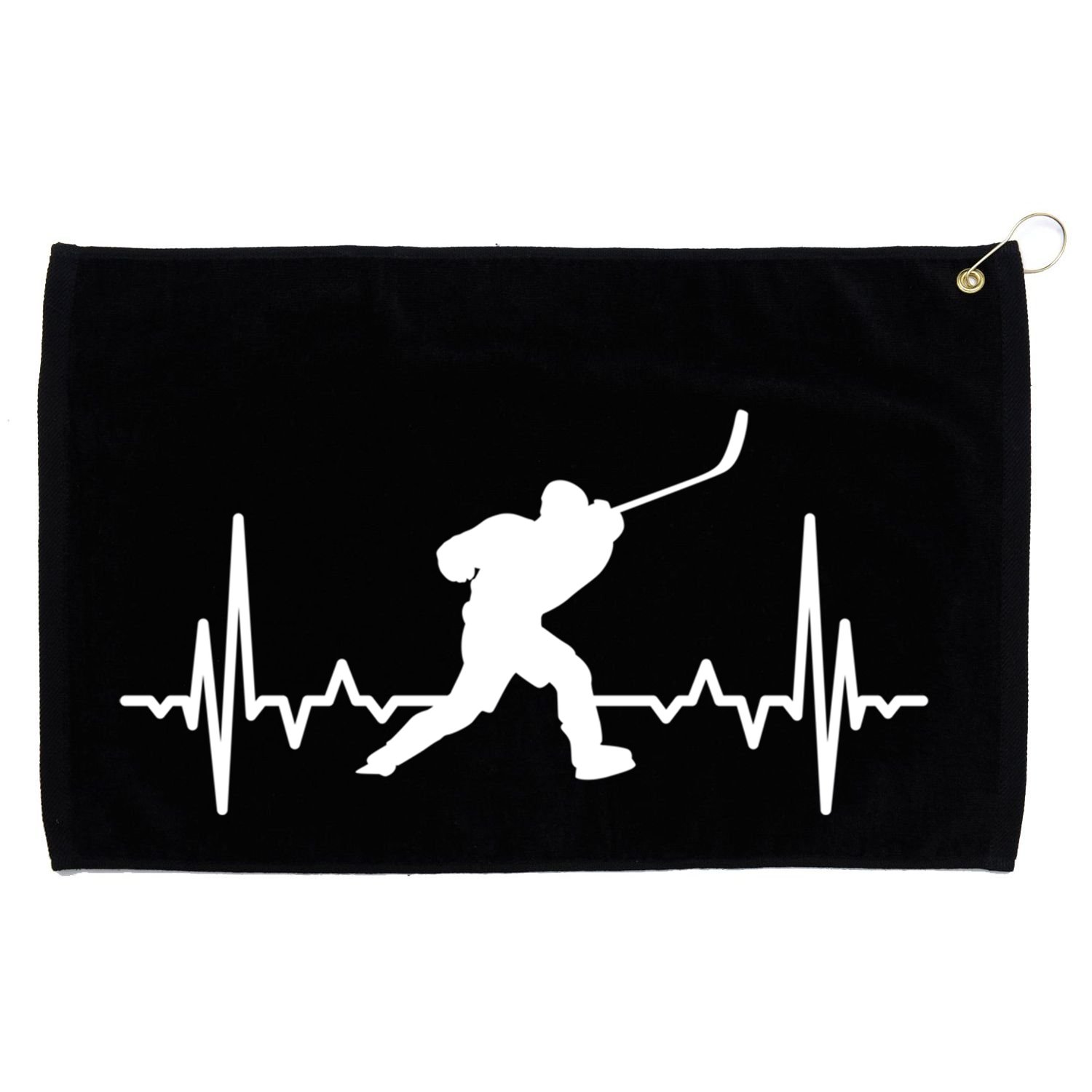Ice Hockey Player Ecg Heartline Hockey Heartbeat Gift Grommeted Golf Towel