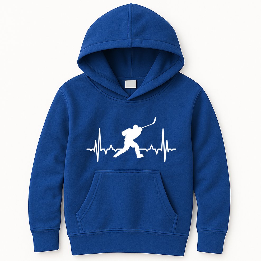 Ice Hockey Player Ecg Heartline Hockey Heartbeat Gift Kids Hoodie