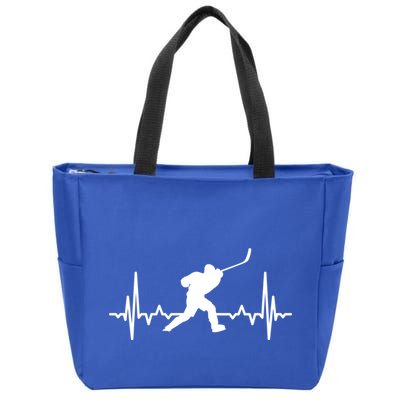 Ice Hockey Player Ecg Heartline Hockey Heartbeat Gift Zip Tote Bag