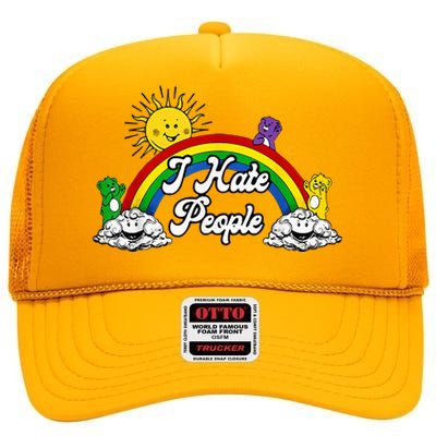 I Hate People High Crown Mesh Back Trucker Hat