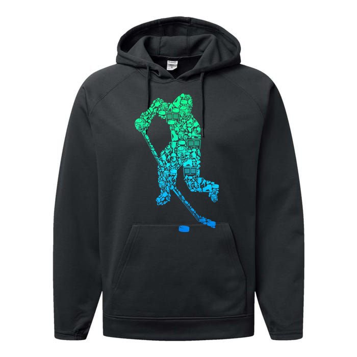 Ice Hockey Player Gifts Performance Fleece Hoodie