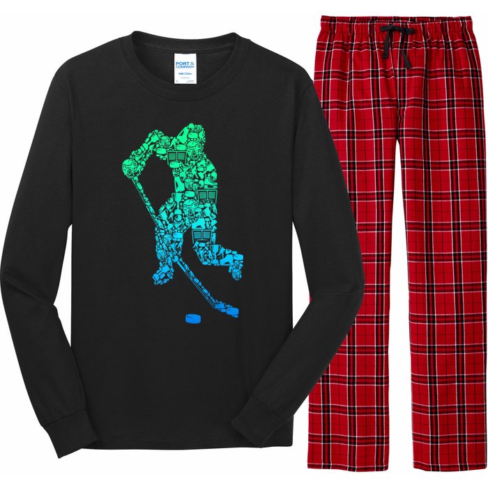 Ice Hockey Player Gifts Long Sleeve Pajama Set