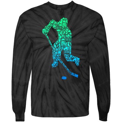 Ice Hockey Player Gifts Tie-Dye Long Sleeve Shirt