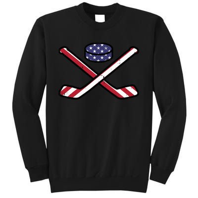 ICe Hockey Puck Sticks Fourth July 4th Sports Patriotic Sweatshirt