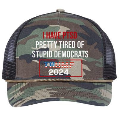 I Have Ptsd Pretty Tired Of Stupid Democrats Trump 2024 Retro Rope Trucker Hat Cap