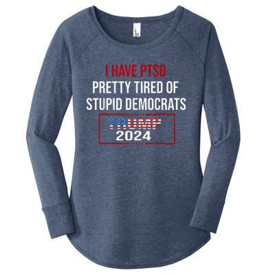 I Have Ptsd Pretty Tired Of Stupid Democrats Trump 2024 Women's Perfect Tri Tunic Long Sleeve Shirt