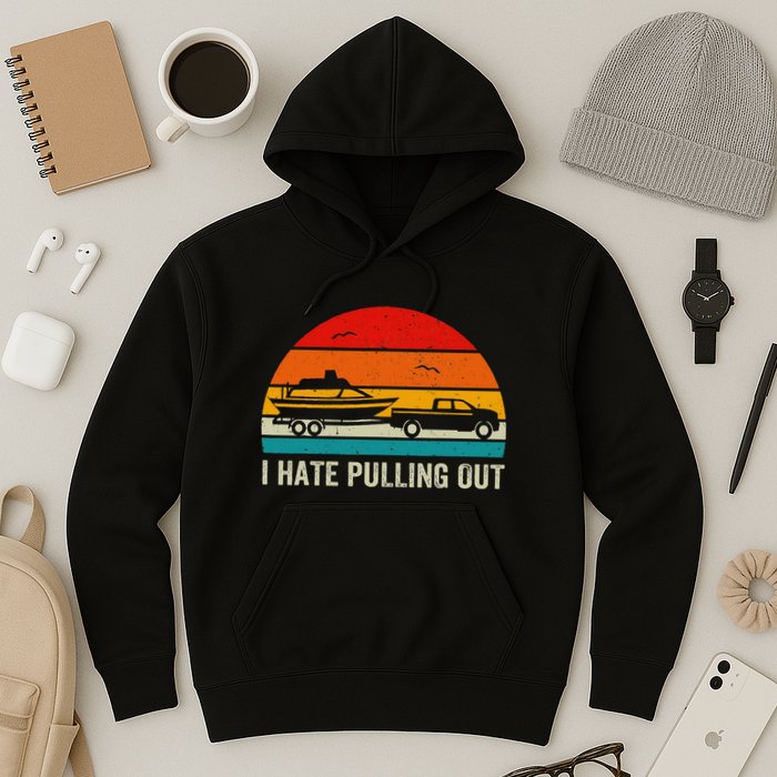 I Hate Pulling Out Retro Boat Captain Hoodie