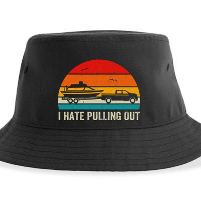 I Hate Pulling Out Retro Boat Captain Sustainable Bucket Hat