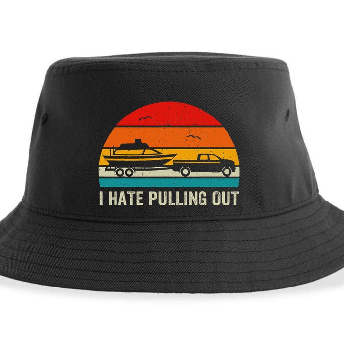 I Hate Pulling Out Retro Boat Captain Sustainable Bucket Hat