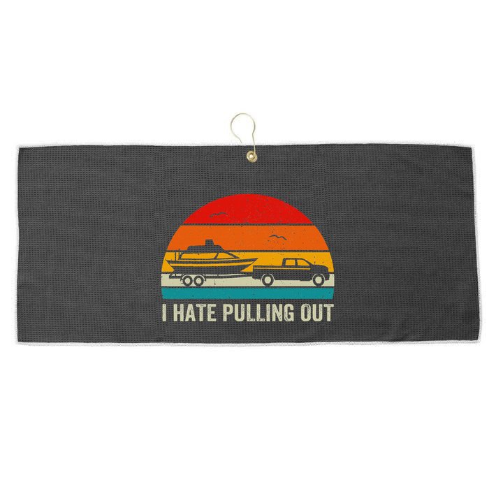 I Hate Pulling Out Retro Boat Captain Large Microfiber Waffle Golf Towel
