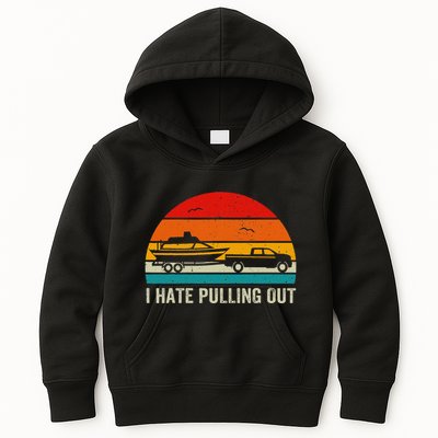 I Hate Pulling Out Retro Boat Captain Kids Hoodie