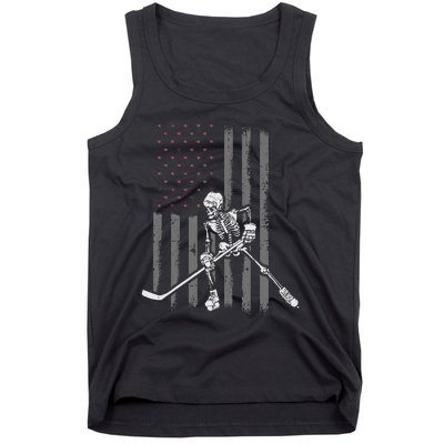 Ice Hockey Player Fan Gift Skeleton Halloween Tank Top