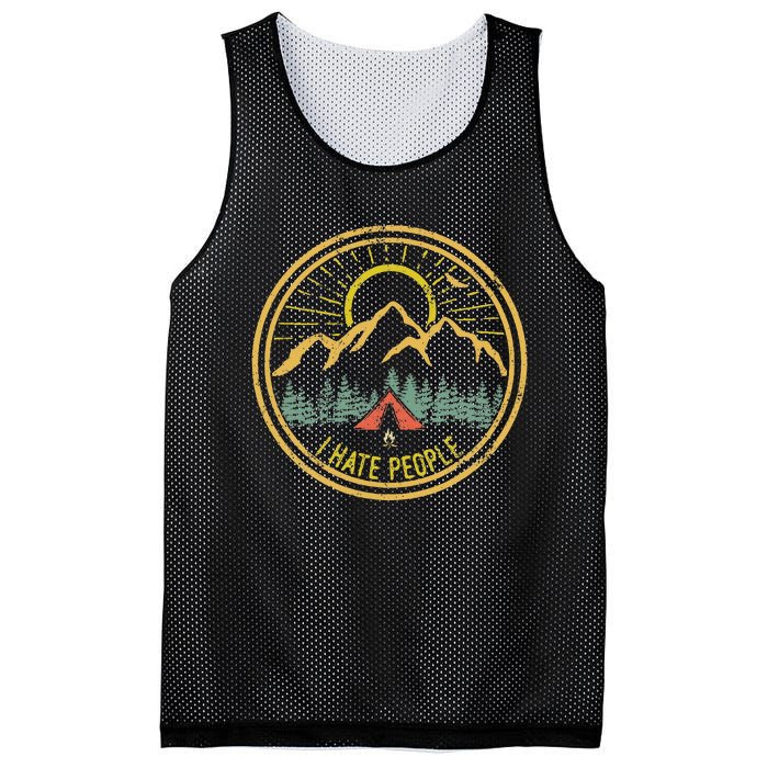 I Hate People Camping Retro Funny Camp Lovers Mesh Reversible Basketball Jersey Tank