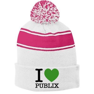 I Heart Publix Stripe Pom Pom Beanie