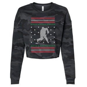 Ice Hockey Player Christmas Cool Sport Ugly Xgiftmas Pajama Cute Gift Cropped Pullover Crew