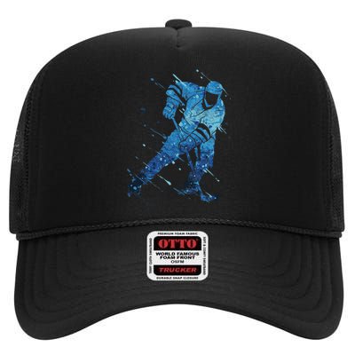 Ice Hockey Player High Crown Mesh Back Trucker Hat