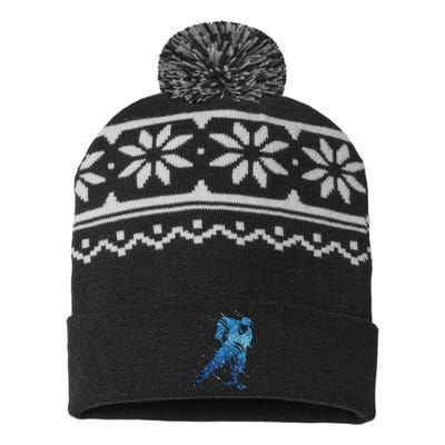 Ice Hockey Player USA-Made Snowflake Beanie