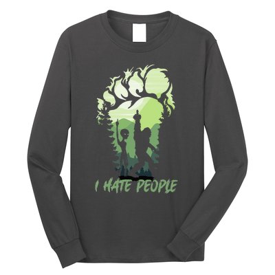 I Hate People Bigfoot Sasquatch Alien Lovers Men Women Funny Long Sleeve Shirt