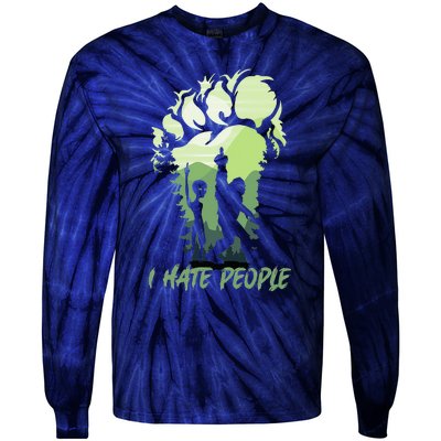 I Hate People Bigfoot Sasquatch Alien Lovers Men Women Funny Tie-Dye Long Sleeve Shirt