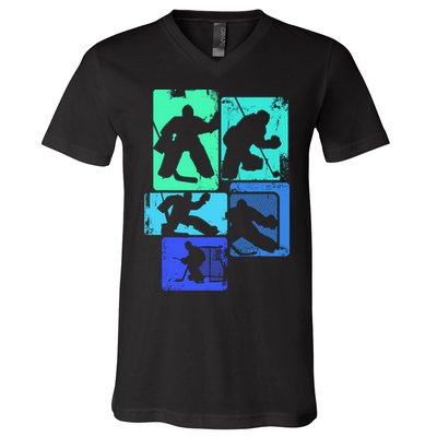 Ice Hockey Player Goalkeeper Ice Hockey Goalie Gift V-Neck T-Shirt