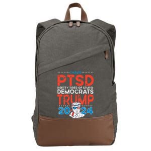 I Have PTSD Pretty Tired of Stupid Democrats Trump 2024 Cotton Canvas Backpack