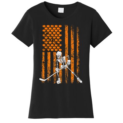 Ice Hockey Player Fan Gift Skeleton Halloween Women's T-Shirt