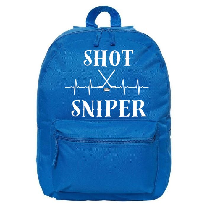 Ice Hockey Player Hockey Lover Shot Sniper Hockey Heartbeat Funny Gift 16 in Basic Backpack