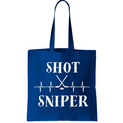 Ice Hockey Player Hockey Lover Shot Sniper Hockey Heartbeat Funny Gift Tote Bag