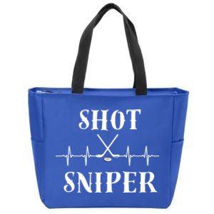 Ice Hockey Player Hockey Lover Shot Sniper Hockey Heartbeat Funny Gift Zip Tote Bag