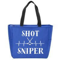 Ice Hockey Player Hockey Lover Shot Sniper Hockey Heartbeat Funny Gift Zip Tote Bag