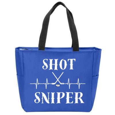 Ice Hockey Player Hockey Lover Shot Sniper Hockey Heartbeat Funny Gift Zip Tote Bag