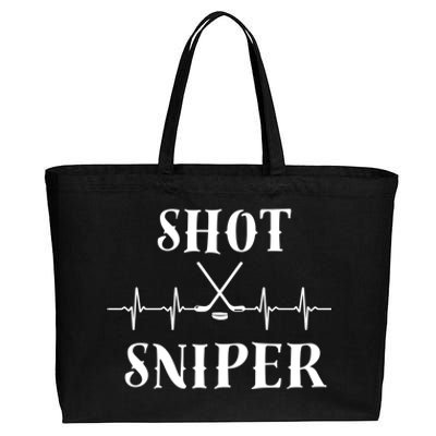 Ice Hockey Player Hockey Lover Shot Sniper Hockey Heartbeat Funny Gift Cotton Canvas Jumbo Tote