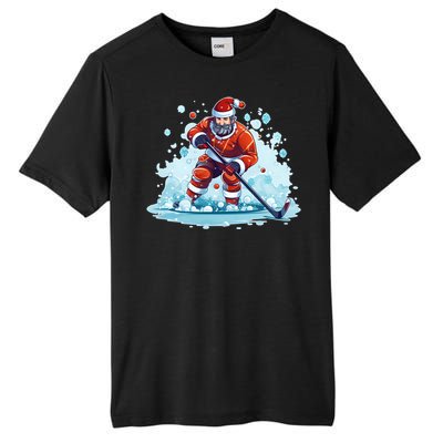 Ice Hockey Player Santa Design Christmas Ice Hockey Gift Tall Fusion ChromaSoft Performance T-Shirt