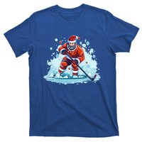 Ice Hockey Player Santa Design Christmas Ice Hockey Gift T-Shirt