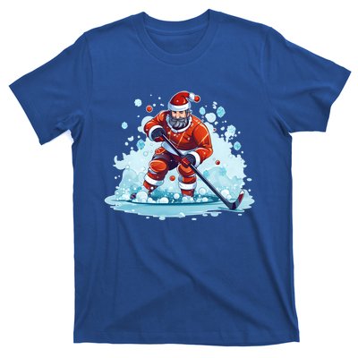 Ice Hockey Player Santa Design Christmas Ice Hockey Gift T-Shirt