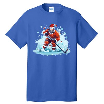 Ice Hockey Player Santa Design Christmas Ice Hockey Gift Tall T-Shirt